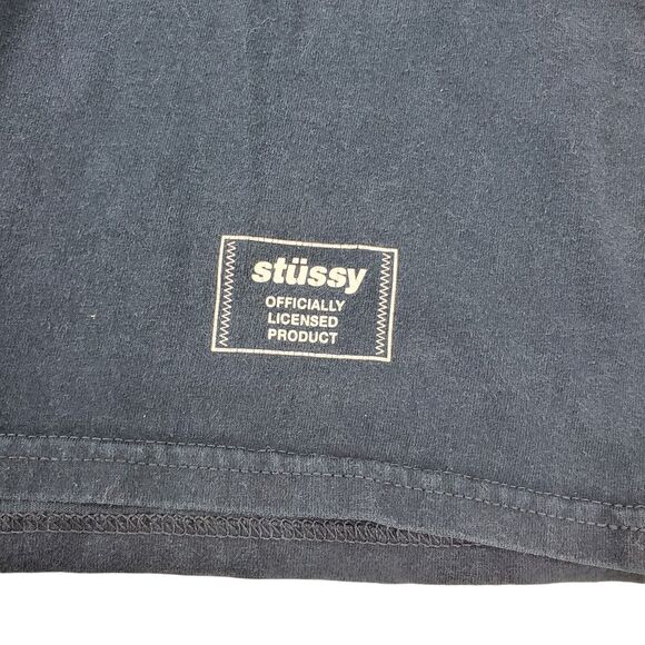 Vintage STUSSY Shirt Adult Medium Blue BIG S Logo Spell Out 1980 Streetwear Y2K - Picture 7 of 10